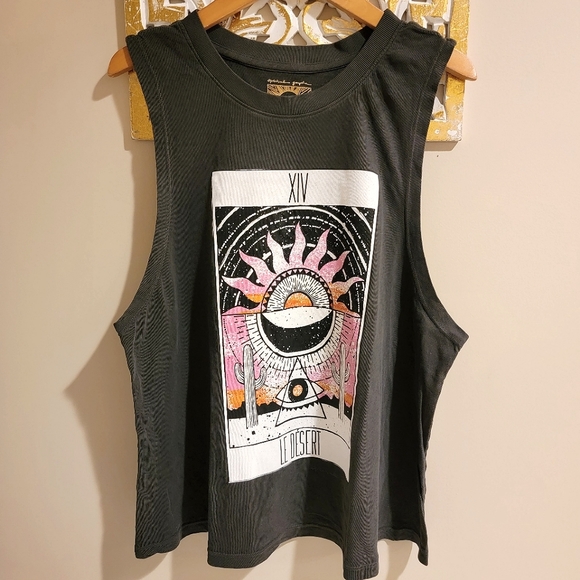 Spiritual Gangster Tops - Spiritual Gangster Sun Moon Le Desert Graphic Muscle Tank Top Black